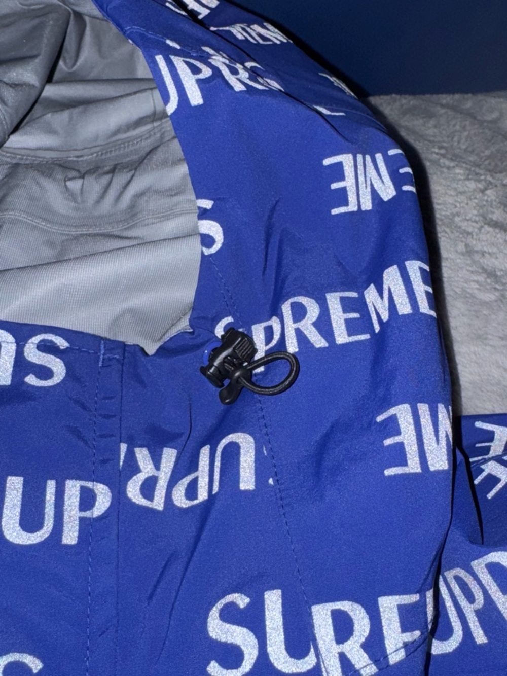 Mens Supreme 3M Reflective Repeat Taped Seam Jacket Blue - Picture 12 of 14